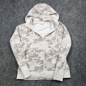 Athleta Hoodie Womens Medium‎ Beige Camo Fleece Full Zip High Neck Sweatshirt